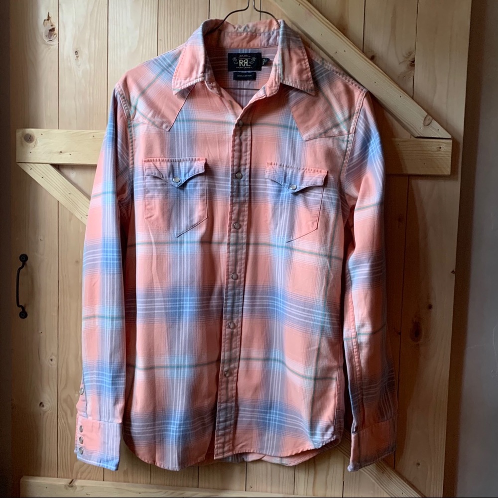 Ralph Lauren RRL Peach Plaid Flannel S